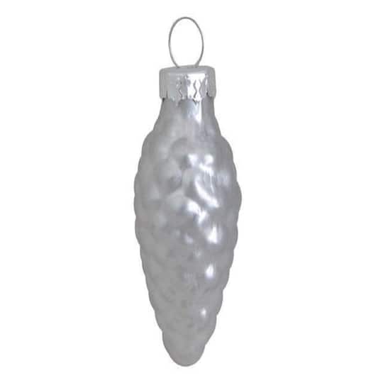 Whitehurst 56ct. 2" Shiny Silver Glass Pinecone Ornaments